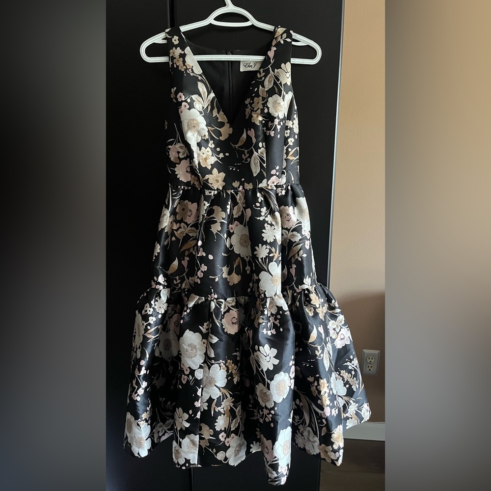 Eliza J Black and Cream Floral Dress